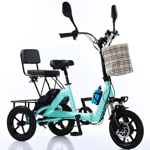 smafoseedding Tricycle Électrique Pliable pour Adultes (2025), 11-20 Km/H, Autonomie De 45 Km, Capacité De Charge De 200 Kg, avec Siège Passager Et Grand Panier, pour Les Trajets Quotidiens Blue