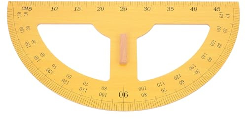 ORFOFE Rapporteur en Demi-cercle en Bois Jaune Précis et Multifonction pour Tableau, Outil Pédagogique en Mathématiques pour Classe et Bureau