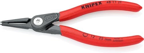 Knipex Pinza di Precisione per Anelli di Sicurezza per Anelli di Sicurezza Interni a Fori Bonderizzata Grigia, Rivestiti in Resina Sintetica Antiscivolo 140 Mm 48 11 J1