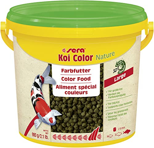 sera Koi Futter Color Large 3,8 l (980 g) | Natürliches Koifutter für farbenprächtige Koi ab 25 cm | Optimale Farbausprägung mit Spirulina, Gammarus & Krill | Für Gute Wasserqualität im Teich