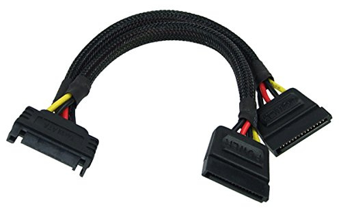 Phobya SATA ström Y-kabel SATA-uttag till 2X SATA-kontakt 15 cm – svart kabel SATA-kabel