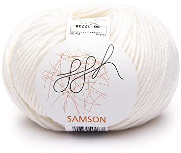 ggh Samson - Merino Wolle (mulesing free) Lauflänge ca. 85m auf 50g - Wolle zum Stricken oder Häkeln - Farbe 030 - Weiß