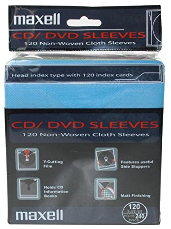 Maxell 303428 - Custodie Doppie per CD/Dvd, Non forate, 120 Pezzi, Disponibili in 6 Diversi Colori