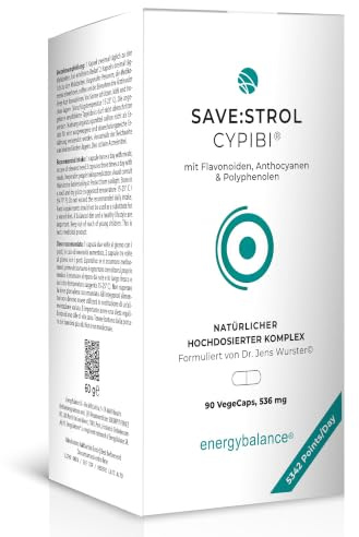 EnergyBalance Save:Strol CYPIBI - Kapseln mit Polyphenolextrakt und Anthocyane aus Heidelbeerextrakt - Pflanzlich, Natürlich - Qualität aus der Schweiz - 90 VegeCaps à 536 mg