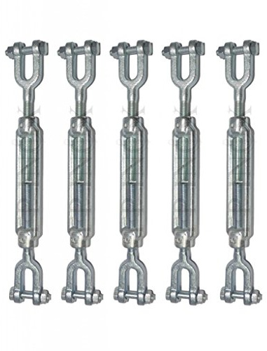 FP INOX - Tenditore a Forcella/Forcella (Confezione da 5), Acciaio zincato, 190 mm, M6