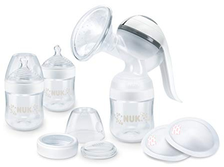 NUK Tire Lait Manuel Nature Sense avec 2 couvercles, 2 biberons (150ml) et une tétine, Sans BPA