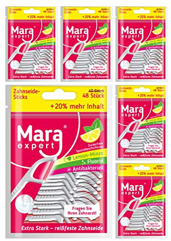 Nettoyage des dents avec bâtons de fil dentaire Mara EXPERT - Nettoyage de la langue, fil dentaire ciré et cure-dents dans un