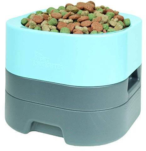 PET WEIGHTER Raised Dog Bowl - Weighted Dog Bowl or Cat Bowl, No Spill! - Elevated Dog Bowls for Large Dogs & Small - No More Spills, Sliding or Cleaning Up! (Large, Blue)