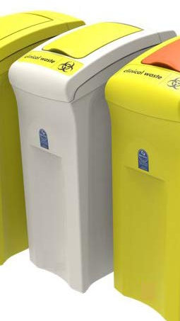 Office Needs Direct Midi Envirobin 82 Litre Ivory Base Yellow Lift Lid Clinical Waste & PPE Bin With Antimicrobial Additive