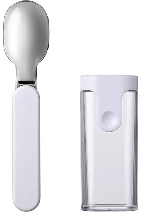 Mepal 107645530600 Foldable Spoon Ellipse White - Reusable - Cutlery for Travel - Ideal for Cereal Cups to Go Dishwasher Safe - Stainless Steel