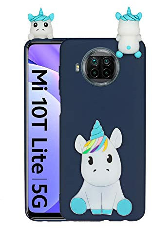 HopMore Kompatibel mit Xiaomi Mi 10T Lite 5G Hülle Dünn Silikon Weich Gel 3D Tier Motiv Slim Case Stoßfest Handyhülle Xiaomi Mi 10T Lite 5G Silikonhülle Schutzhülle Cover - Blaues Einhorn
