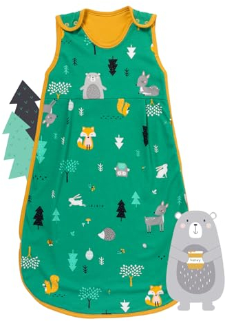 schlummersack Schlafsack Baby Sommer 70 cm dünn 100% Bio Waldtiere | Babyschlafsack Sommer 1.0 Tog 1 Tog Baby Schlafsack Sommer | Sommer Schlafsack Baby Bio Baumwolle