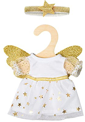 Heless 9152 - Vestido para muñecas con diseño de ángel de la Guarda con alas Doradas y Diadema de Estrellas, tamaño 20-25 cm