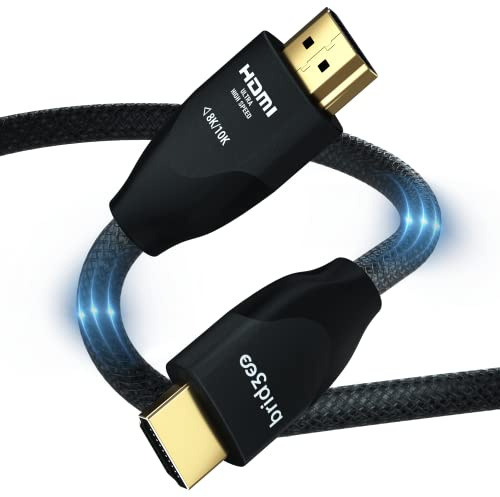 BRIDGEE Certified 8K HDMI 2.1 Cable, 48Gbps Ultra High Speed HDMI Cable for Consoles, Monitors, Computers, HDTVs etc … (3.3ft/1m)