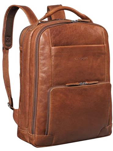 STILORD XL Herren-Businessrucksack aus Leder braun - 15-17 Zoll großer Arbeitsrucksack - Männer Laptop-Rucksack - Vintage Office-Bag aus Echtleder 'Harlow'