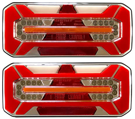 MelTruck 2x LED Rückleuchten Set 12V 24V für Anhänger & LKW – 4/5/6 Funktionen, Dynamischer Blinker, Kennzeichenlicht, Wasserdicht IP66/68 (306x133-6 Funktionen - Positionslicht)