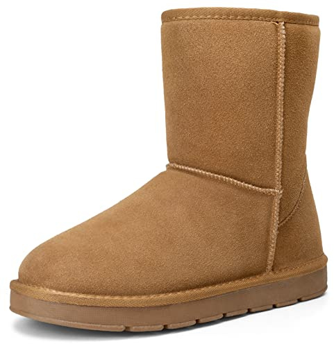 Jousen Men's Winter Boots Fur Lined Suede Snow Boots 698A Tan 9