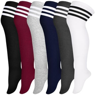 Apoway 6 Pairs Plus Size Thigh High Socks Warm Thigh High Stockings Over the Knee Socks for Women, L-XXL