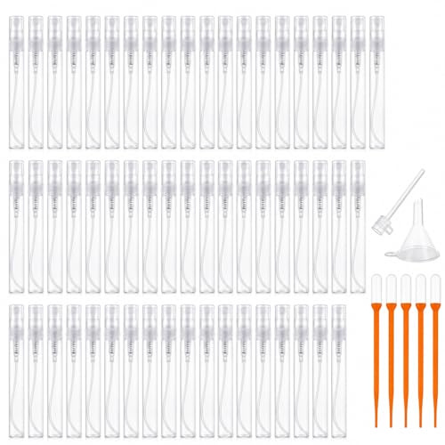 STARVAST 107 Stück Parfümzerstäuber 5ml Leer, Mini Sprühflaschen Transparent Nachfüllbar, Tragbare Zerstäuber für Parfüm, Duftproben & Körperpflege, Inkl. Trichter & Pipette