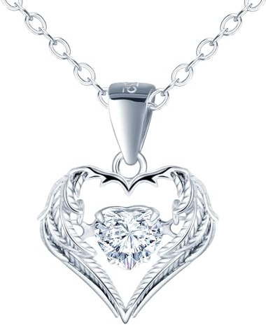 feilok Coeur ange aile zircone pendentif collier femmes collier argent 925 sterling