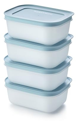 Tupperware Essentials Gefriermatten, flach, 4-teiliges Behälter-Set, 450 ml, Lebensmittelaufbewahrung, einfach zu stapeln und zu organisieren, langlebig und wiederverwendbar, luftdichter Deckel, ideal