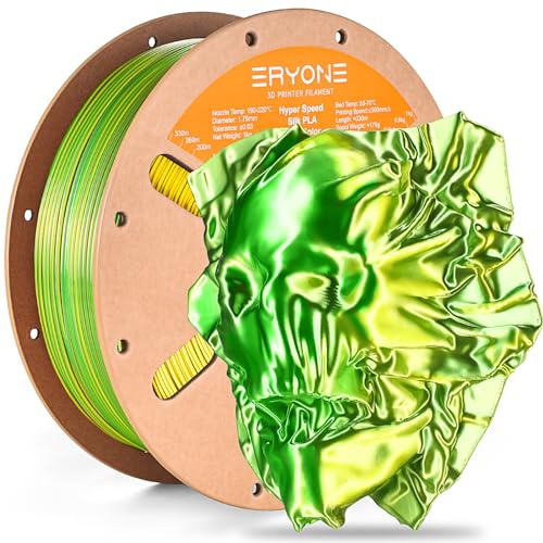 ERYONE High Speed Filament Silk Dual Color 1.75mm +/- 0.03mm, 3D Printing PLA Pro Filament Fit Most FDM Printer, 1kg (2.2LBS) / Spool, Grün und Gelb