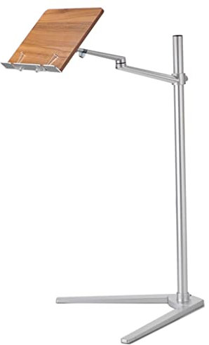 Buchständer zum Lesen,Bodenständer-Buchhalter,höhenverstellbarer Laptop-Ständer,freihändiger Kochbuchhalter-Ständer,gedrehte und angehobene Metallstütze,2 Federklammern
