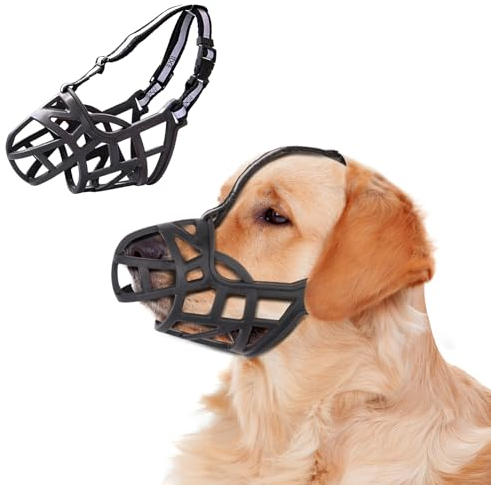 Moorle Maulkorb für Hunde, Weicher Silikon-Korb Hund Maulkorb, Verstellbare Maulkörbe reflektierend, Verhindert Bellen, Beißen und Kauen(XL)