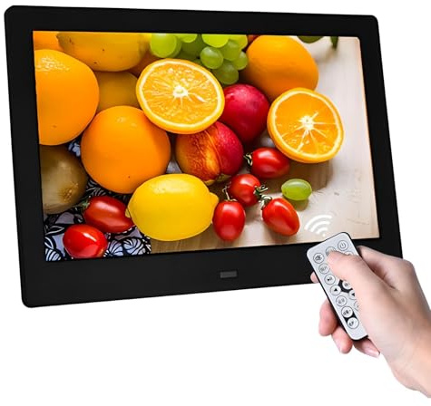 Haipky 7 HD IPS Digital Photo Frame - 1080P Video, Auto On/Off, Image Preview, MP3, Calendar, Clock, Remote Control, Black
