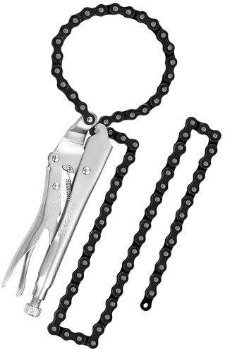 MAXPOWER Locking Chain Clamp, 9-Inch Locking Chain Pliers with 47.2” Chain, 14.2” Diameter, Quick Release