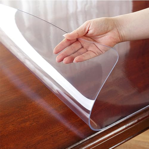 2 Mm Dicke Tischfolie Tischdecke Transparent Durchsichtig Abwaschbar Garten-Tischdecke Tischschutz-Folie PVC Plastik-Tischdecken Wasserabweisend Eckig Meterware,60X60cm
