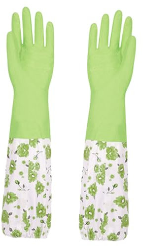 Beaupretty 1pair Thick Dish Washing Gloves Lining for Kitchen Use -sleeve Cleaning Gloves Comfortable Grip for Household Tasks