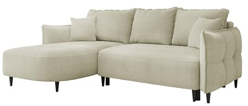 Mirjan24 Ecksofa mit Bettkasten und Schlaffunktion Smugo, Eckcouch L-Form Sofa, Ottomane Universal, Polstersofa, Polstergarnitur, Wohnlandschaft (Onega 02, Seite: Links)