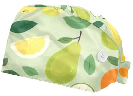 FQURFHY 2 Stücke，OP-Hauben für Frauen，Herren OP-Haube，Pflege-Haarnetz,Für die Küche,Birne Früchte Orange