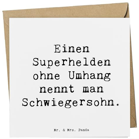 Mr. & Mrs. Panda doppelkarte Spruch Held Schwiegersohn - Geschenk, anlasskarte, Anerkennung, Klappkarte, Schwiegereltern, herzerwärmende Sprüche, Beziehung, faltkarte, handgemacht, Glückwunschkarte