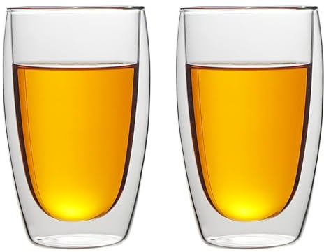 LENAOBEN Latte Macchiato Doppelwandige Espresso-Gläser, (2er Set) - 16 Unzen 450ml, Mokkatassen, Thermo-Gläser mit Schwebe-Effekt für Espressomaschine, Latte, Getränke, Tee, Cappuccino (450ml)