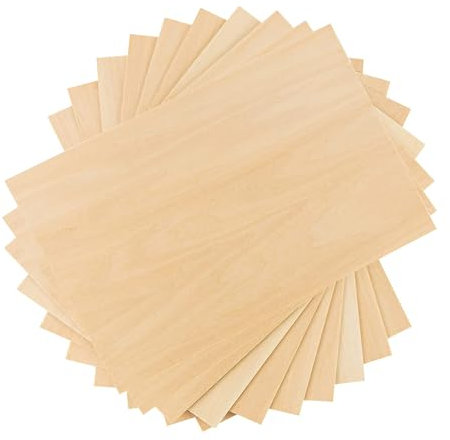 Compensato 20x30x0.2 cm, 10 Pezzi Pannelli Legno Sottile per Fai da Te, Pirografia, Modellismo, Decorazioni, Laser Cutting, Bricolage, Impiallacciatura, Tavole Compensato 2mm