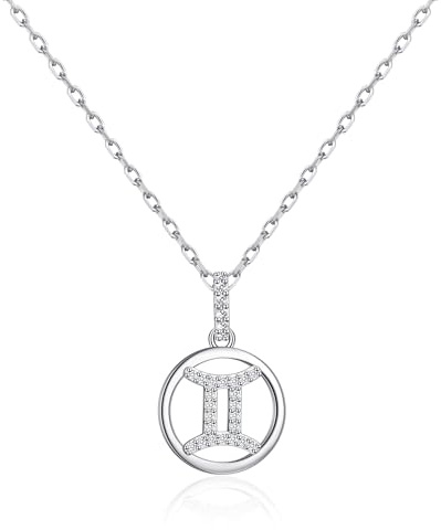 Philip Jones Collier avec signe astrologique Gémeaux avec cristaux Zircondia