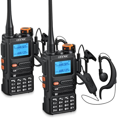 eSynic Professional 2PACK UV5R Two Way Radio 5R PRO 5km Long Range VOX Walkie Talkie 999 Channel VHF & UHF Band USB C Charging Support LCD Display Dual Band DTMF FM Scrambler