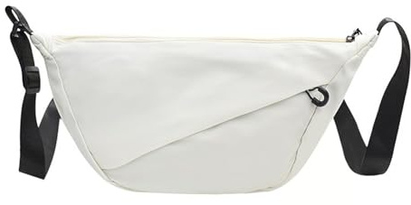 XSDSLS Borsa a mezzaluna per donna Borsa a tracolla con tracolla regolabile Borsa a tracolla per uso quotidiano Viaggio Shopping Lavoro (Bianco)