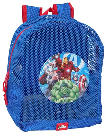 Safta AVENGERS - Mochila Infantil de Playa, Anti Arena, con Asas, Fácil Limpieza, Ideal para Niños de Diferentes Edades, Cómoda y Versátil, 32x12x38 cm
