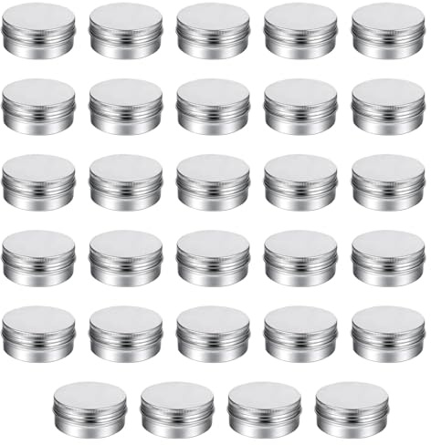 28 Pack 0.5oz Tin Jars,With screw cap, refillable, small can,Lotion stick, beard cream, spices, ointment, balm, toiletries, face cream, samples, cosmetics.