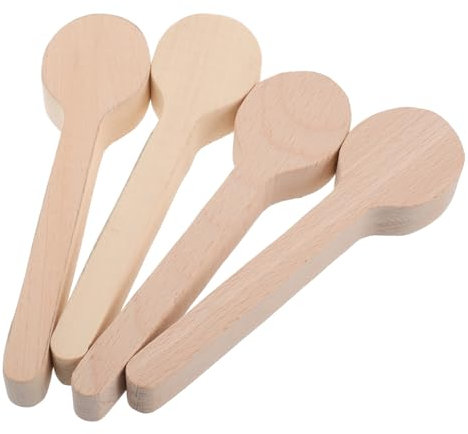 VILLCASE 4pcs Natural Beech Wood Spoon Molds Wooden Spoon Blanks for DIY Carving Cooking Baking Craft Projects Creative