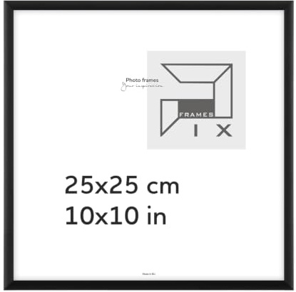 Pix FRAMES Bilderrahmen 25x25cm aus Aluminium mit Acrylglas | Fotorahmen Metall – Schwarz – Vertikal & Horizontal Aufhängbar