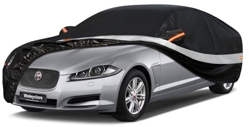 Weleyclore Car Covers for Outside Storage Custom Fit For Jaguar XF Saloon, Outdoor Car Cover 100% Waterproof Breathable Sun Rain Dust UV Protection With Cotton.