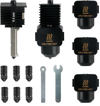 Kit hotend d'imprimante 3D pour Bambu Lab A1/A1 Mini, assemblage Hot End 0,4 mm, tête d'impression en acier trempé, buse de 0,2 0,4 0,6 0,8 mm et chaussette en silicone pour pièce d'imprimante 3D