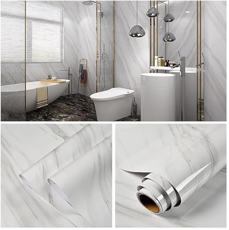 IXMLDAXD papier peint autocollant, Papier peint amovible en papier de Contact for comptoir, papier peint auto-adhésif imperméable for décoration de cuisine(Wit,0.4x5m)
