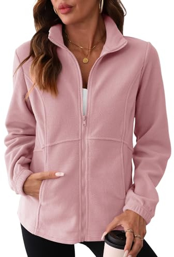 IECCP Giacca da donna in pile con cerniera intera, per sport all'aria aperta, giacca da corsa leggera e calda, maglione sottile