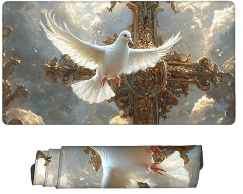 Large Game Tapis de Souris La Colombe blanche avec Base en Caoutchouc Antidérapant Extended XXL Long Clavier Pad de Table Grand Tapis Souris, pour Personnel Bureau, Accessoires Gaming 100 x 50 cm k-10