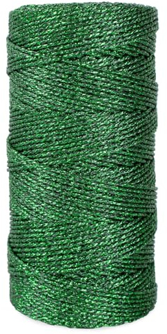 Cordoncino Natalizio, 100 M Filo per Palline di Natale, Spago per Pacchi Regalo, Spago per Decorazioni Anelastico, Spago per Corde Natalizie, per Imballaggio Regali e Decorazioni Natalizie (Verde)